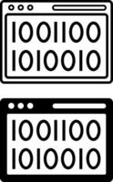 Binary Code Icons. Black and White Icons. Computer Code System, Data Encryption Linear Pictogram. Technology and Software Development Concept vector