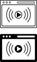 Streaming icons. Black and White Live Broadcast Icons. Play button. Social Media Concept vector