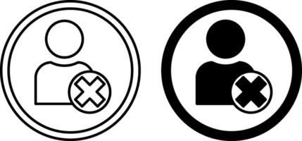 Icons Delete User. Black and White Icons. Profile and Account Blocking. Social Media Concept vector