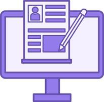Colored Blog Icon. Icon of Blogger Website, Pencil and Computer. Publication in the Commercial Blog. Blogging. Social Media and Networking Concept vector
