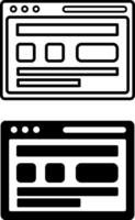 Wireframe icons. Black and White Website Wireframe Icons. User Interface of a Web Page in a Browser Window. Programming and Coding Concept vector