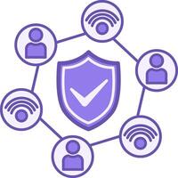 Cybersecurity Color Icon. Internet User Protection Icon. Computer Security and Data Analytics vector