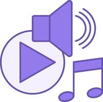 Colored Music Icon. Icon of Speaker, Play Button, and Musical Note. Social Media Concept vector