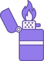Colored Lighter Icon. Icon of Lit Lighter. Device for lighting a fire. Camping and Tourism Concept vector