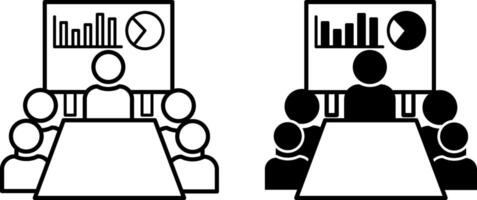 Seminar icons. Black and White Icons of Education, Training, Presentation. Teamwork and Business Concept vector