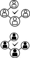 Icons Connect People. Black and White Social Network Connection Icons. Global Concept of Business and Group Communication vector