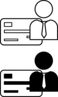 Business card icons. Black and White Icons of Business Man with Map. Business and Finance Concept vector