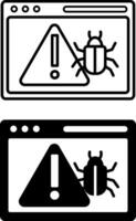 Malware icons. Black and White Icons of the Website and Malicious Virus Danger Sign. Dangerous Infection, Cyberattack. Computer Security and Programming Concept vector