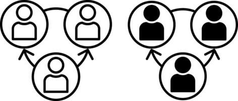 Referral icons. Black and White Icon. Business Interaction, Link, Marketing, User, Communication. Network and People Concept vector