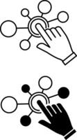 Interaction Icons. Black and White Icons. Pressing the Touch Button with your finger. Digital Technology Concept vector