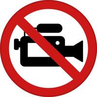 Red Sign Recording Or Streaming Not Allowed. Prohibitory Round Sign. Do Not Use a Camera vector