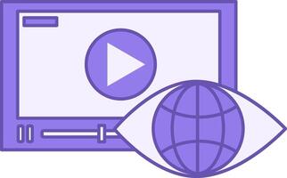 Colored Viewer Icon. Player, Play Icon, and Human Eye. vector
