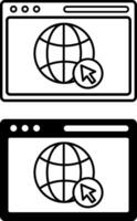 Website icons. Black and White Icon. Page with Data Which is located on the Internet. Programming and Coding Concept vector