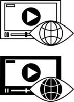 Viewer icons. Black and White Icons. Player, Play Icon, and Human Eye vector