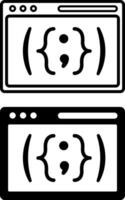 JavaScript icons. Black and White Icons. Programming language. Technology and Software Development Concept vector