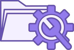 Colored Testing Icon. Icon of Computer Folder, Gear, and Wrench. Programming and Coding Concept vector