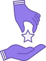 Commitment Color Icon. Icon of One Hand Passing a Star to Another. Keeping Promises. Core Values Concept vector