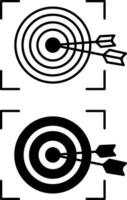 Goal Icons. Black and White Icons of Target and Arrows. Action Plan, Strategy, Success, Achieving Goals. Business and Core Values Concept vector