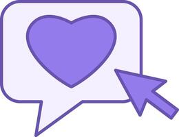 Colored Icon Click Like. Clicking the Computer Mouse Arrow on the Heart. Approval, Delight, Like. Social Media Concept vector
