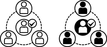 Join Group Icons. Black and White Icons of User Joining Community, Allies. Social Network and Teamwork vector