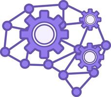 Deep Learning Colored Icon. Icon of Neural Networks in the Shape of a Human Brain and Gear. Artificial intelligence. Concept of Technology and Innovation vector