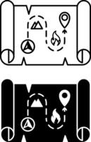 Quest Icons. Black and White Icons. Map with Tasks to Solve to Achieve the Goal. Entertaining Game. Interactive Adventure Concept vector