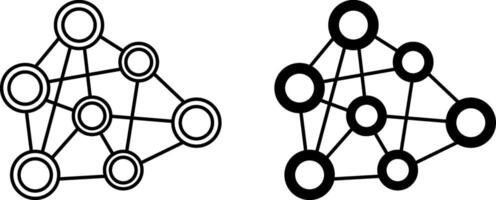 Neural Network Icons. Black and White Icon. Machine Learning, Artificial Intelligence, Virtual Reality. Concept of Technology and Innovation vector