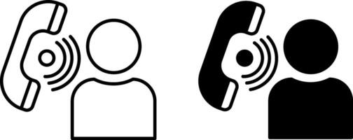 Contacts icons. Black and White Icons of a Man Talking on the Phone. Global Connection. Mobile Network and Internet vector