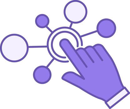 de colores interactuando icono. icono de prensado toque botón con dedo. digital tecnología concepto vector