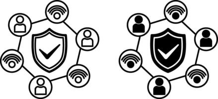 Cybersecurity Icons. Internet User Protection Black and White Icon. Computer Security and Data Analytics vector