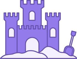 Colored Sand Castle Icon. Icon of Building from Sand and Children's Shovel. Fun Games on the Beach. Summer and Vacation Concept vector