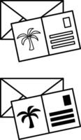 Postcard icons. Black and White Icons. Postcard and Envelope. Travel and Vacation Concept vector