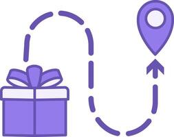 Shipping Color Icon. Gift Delivery to a Specific Geolocation Point. Goods Delivery Service vector