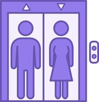 Colored Elevator Icon. Man and Woman in an Elevator. Up and Down Arrows. Hotel and Building Concept vector