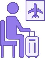 Traveler Colored Icon. Icon of a Tourist with a Suitcase Waiting for a Flight. Travel and Vacation Concept vector