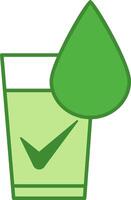 Green Fresh Water Icon. Icon of Glass with Drinking Water and Drop. Ecology and Environmental Protection Concept vector