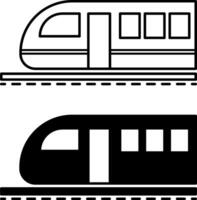 Train icons. Black and White Icons. Train on Rails. Travel and Vacation Concept vector