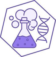Science Color Icon. Icon of Flask with Chemicals and Spiral Genetic DNA vector
