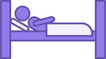 Colored Hostel Icon. Icon of Sleeping Man in Bed with Blanket and Pillow. Travel and Vacation Concept vector