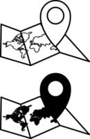 Map icons. Black and White Icons. Maps with Geolocation. Travel and Vacation Concept vector