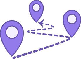 Colored Distance Icon. Icon of Dotted Arrow Showing Distance and Geolocation Icons. Travel and Vacation Concept vector