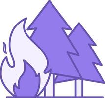 Wildfire Color Icon. Bonfire and Trees. Danger to Nature. Ecological Problem. Climate Change Concept vector