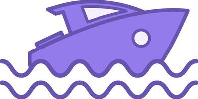 Colored Boat Icon. Icon of a Boat Floating on the Waves. Travel and Vacation Concept vector