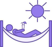 Holiday Colored Icon. Icon of a Man Relaxing in a Hammock with a Drink under the Scorching Sun. Travel and Vacation Concept vector