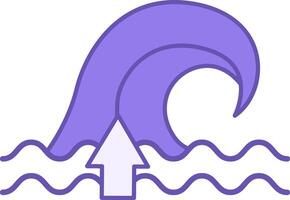 Tsunami Color Icon. Up Arrow Showing High Wave. Danger Sign. Environmental Problem. Climate Change Concept vector