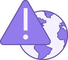 Color Icon Warning. Icon of Planet Earth and Danger Sign. Global Warming. Ecological Problem. Climate Change Concept vector