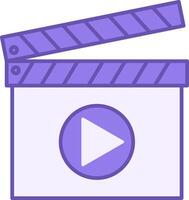 Colored Movie Icon. Icon of Cinema Clapper and Play Button vector