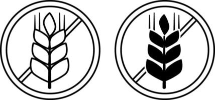 Gluten Free Icons. Black and White Wheat Branch Icons. The product is safe for allergy sufferers. Tag, Label for Natural Cosmetics and Products vector
