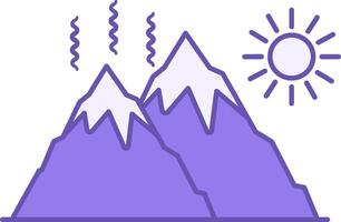 Retreating Glacier Color Icon. Sun and Melting Glacier on Mountains. Ecological Problem. Climate Change Concept vector