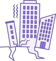 Color Earthquake Icon. Destroyed Multi-Storey Buildings. Natural Disaster, Ecological Problem. Climate Change Concept vector